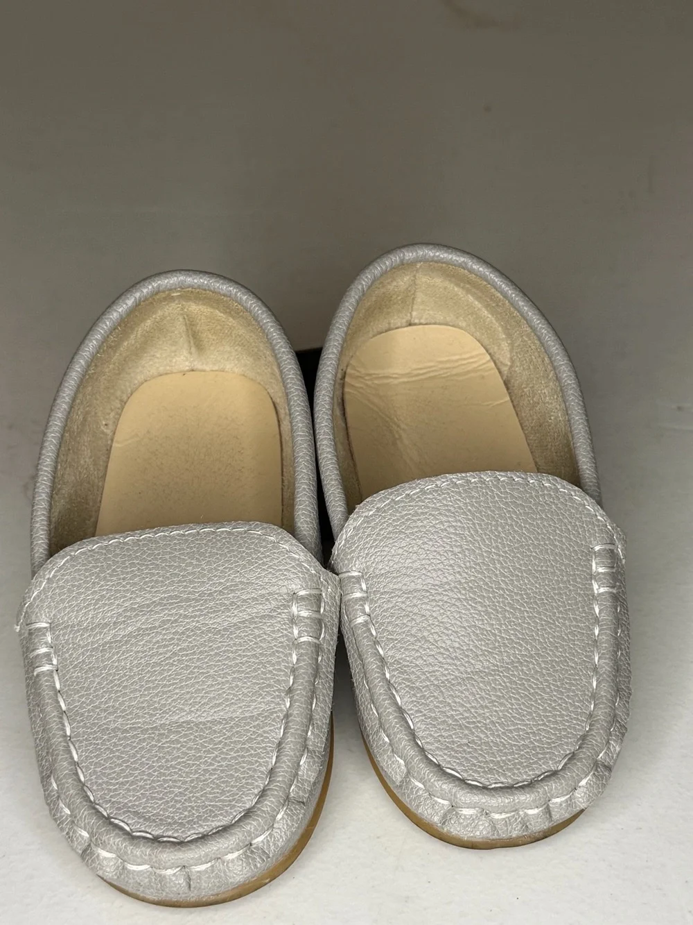 Metallic Silver Slip-On Moccasin Flats